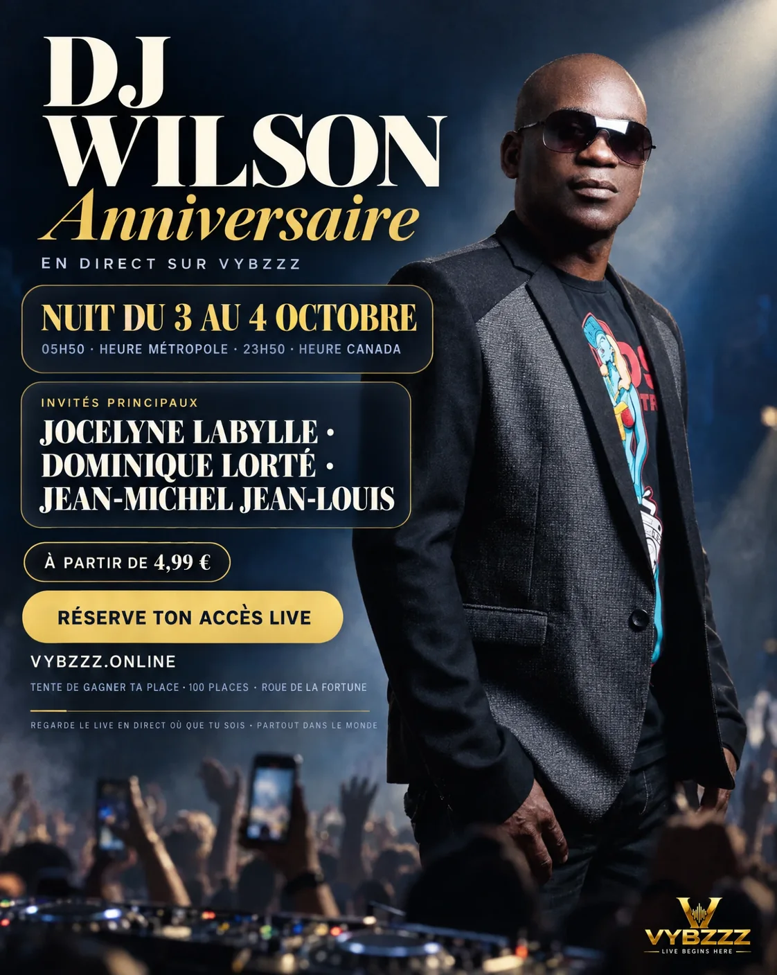Affiche DJ Wilson Anniversaire, en direct sur VybzzZ